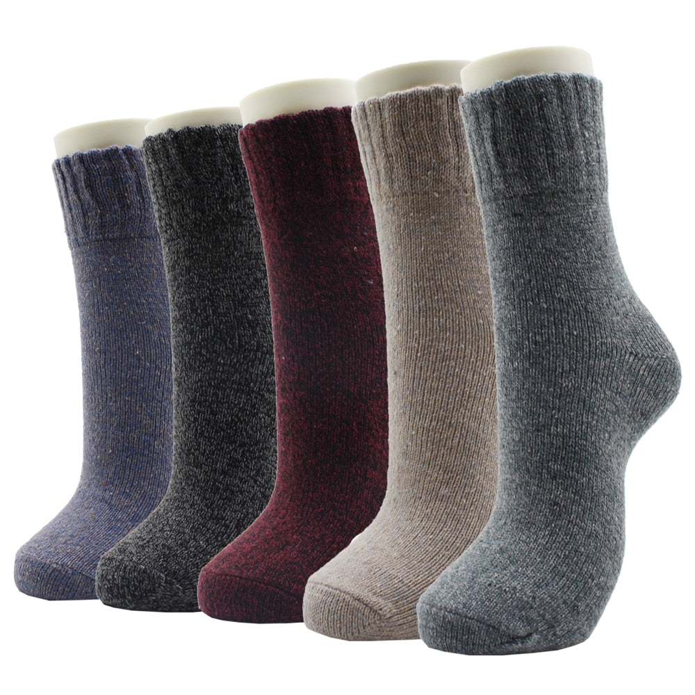 Warm Wool Socks for Men and Women. Five pair bundle.