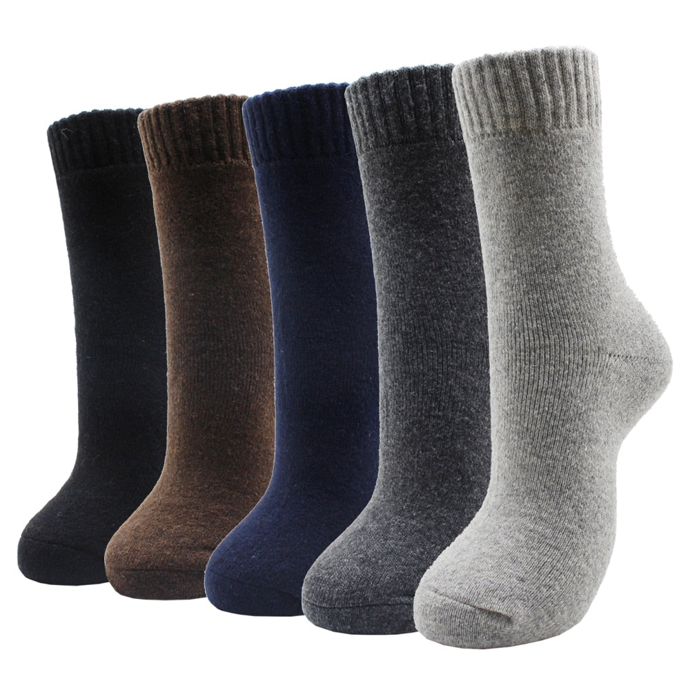 Warm Wool Socks for Men and Women. Five pair bundle.