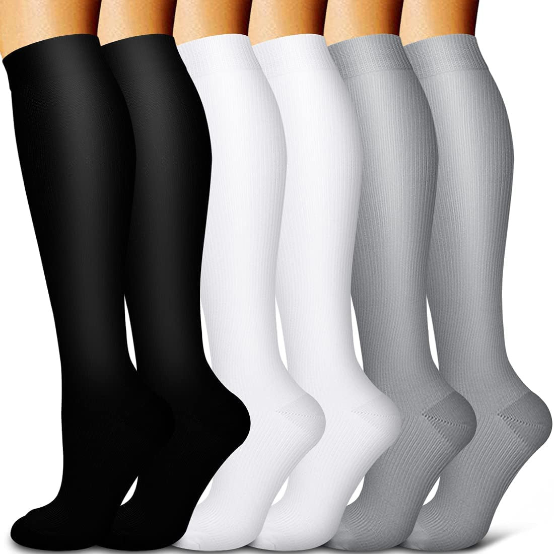 5/6 Pairs Men and Women Compression Socks Circulation Recovery Varicose Veins Nursing Travel Running Hiking Sports Socks