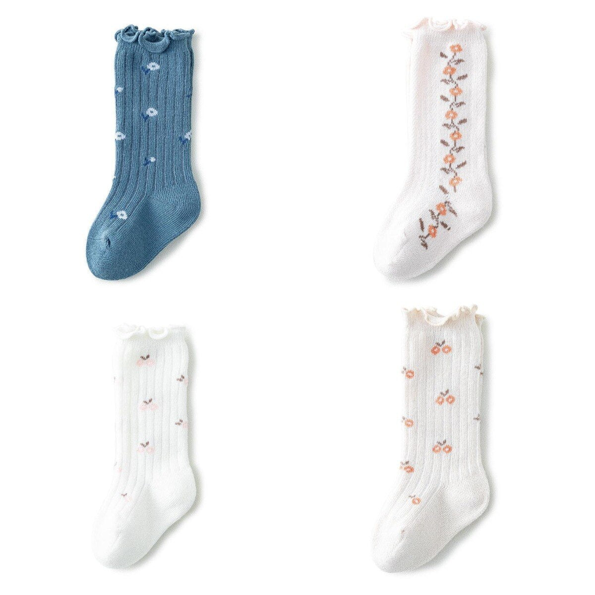 Knee-high Socks for Babes. Four Pair Bundle.