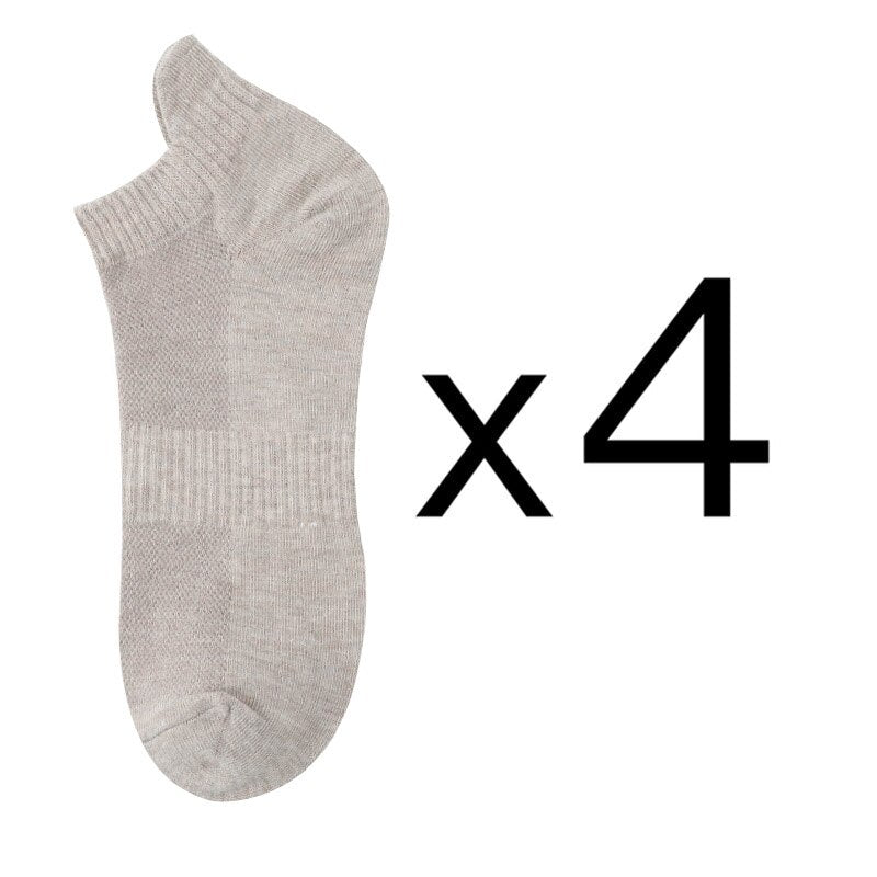 Men's Cotton/Mesh Boat Socks, Bundle of Four Pairs