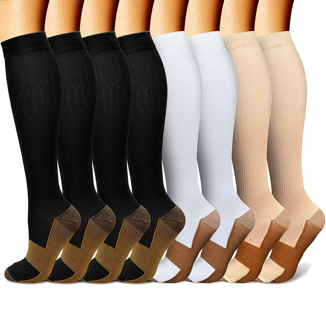 5/6 Pairs Men and Women Compression Socks Circulation Recovery Varicose Veins Nursing Travel Running Hiking Sports Socks