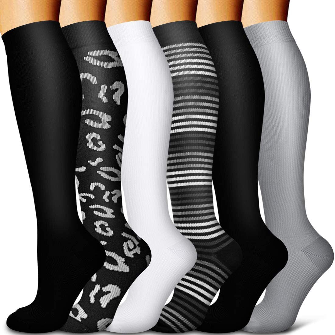 5/6 Pairs Men and Women Compression Socks Circulation Recovery Varicose Veins Nursing Travel Running Hiking Sports Socks