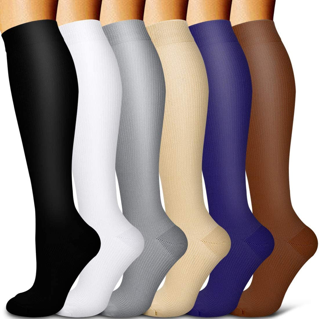 5/6 Pairs Men and Women Compression Socks Circulation Recovery Varicose Veins Nursing Travel Running Hiking Sports Socks