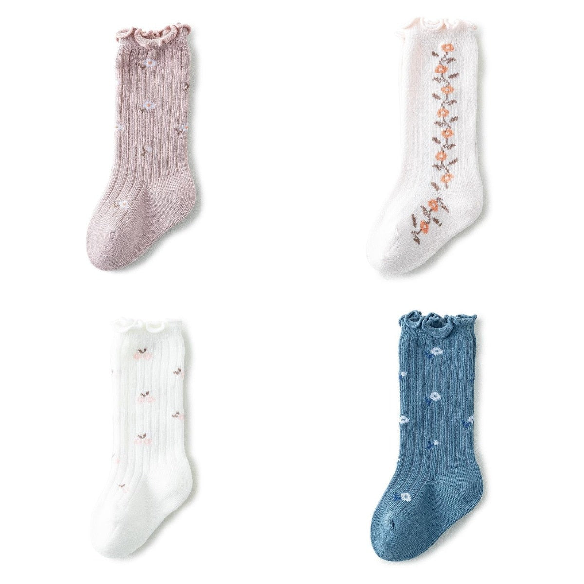 Knee-high Socks for Babes. Four Pair Bundle.