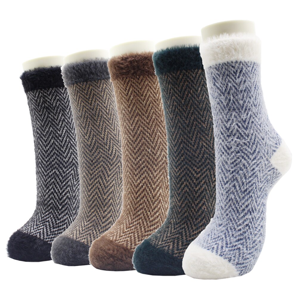 Warm Wool Socks for Men and Women. Five pair bundle.