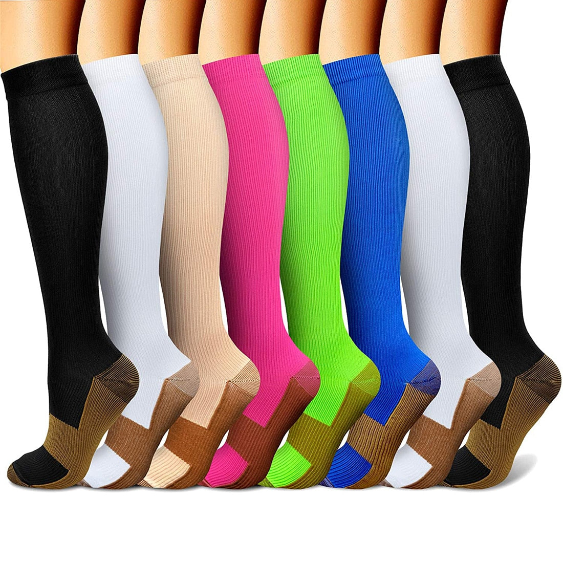 5/6 Pairs Men and Women Compression Socks Circulation Recovery Varicose Veins Nursing Travel Running Hiking Sports Socks