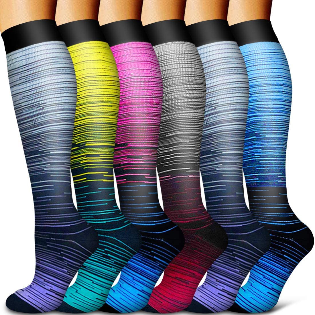 5/6 Pairs Men and Women Compression Socks Circulation Recovery Varicose Veins Nursing Travel Running Hiking Sports Socks