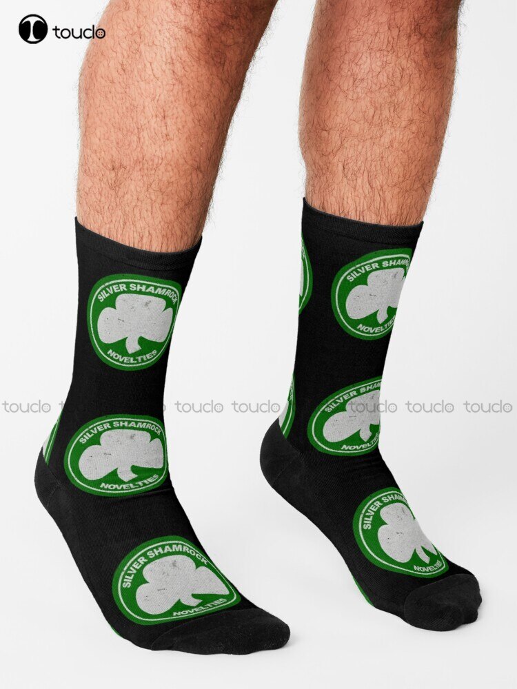 Silver Shamrock Holiday Socks