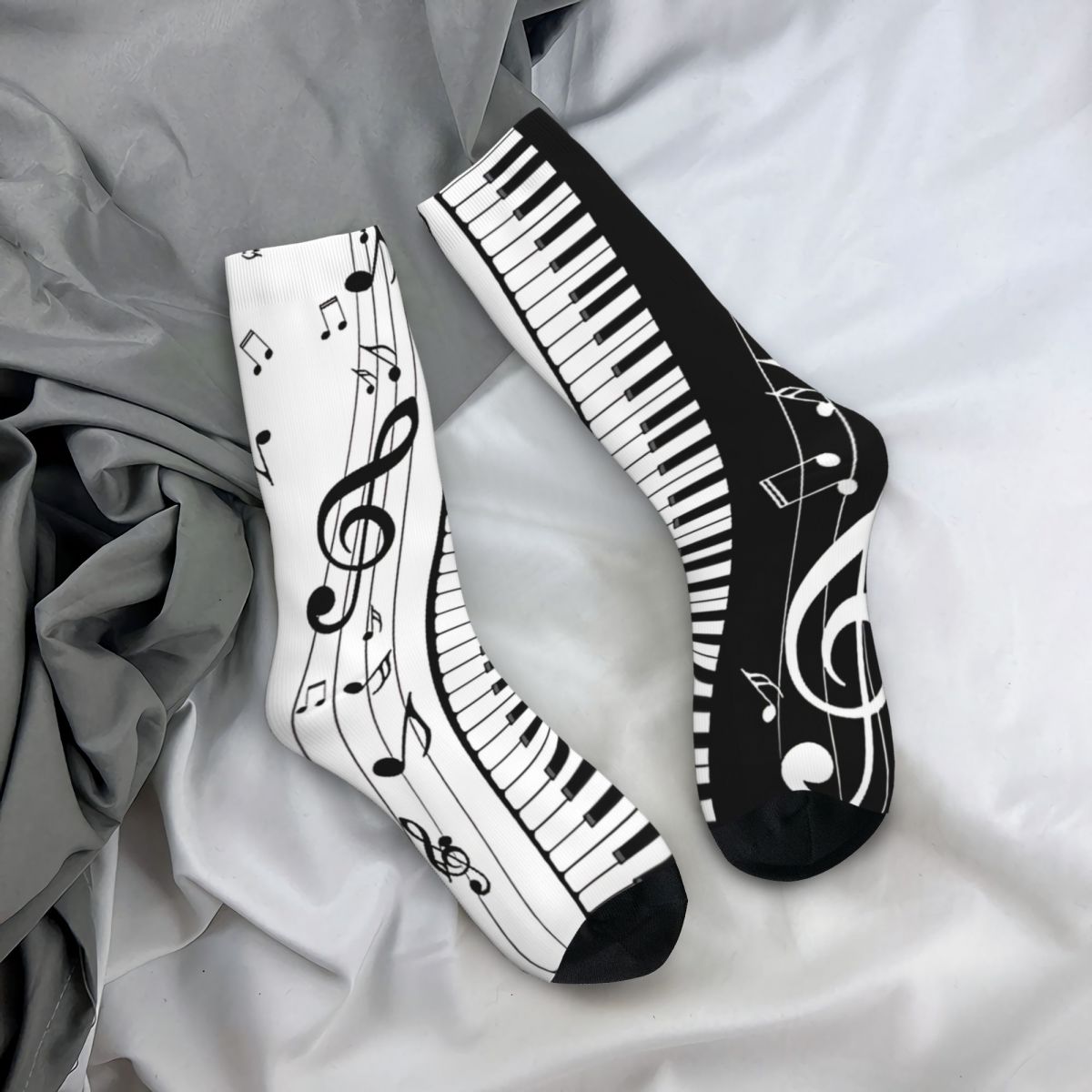 Black and White Piano Keys Socks Unisex