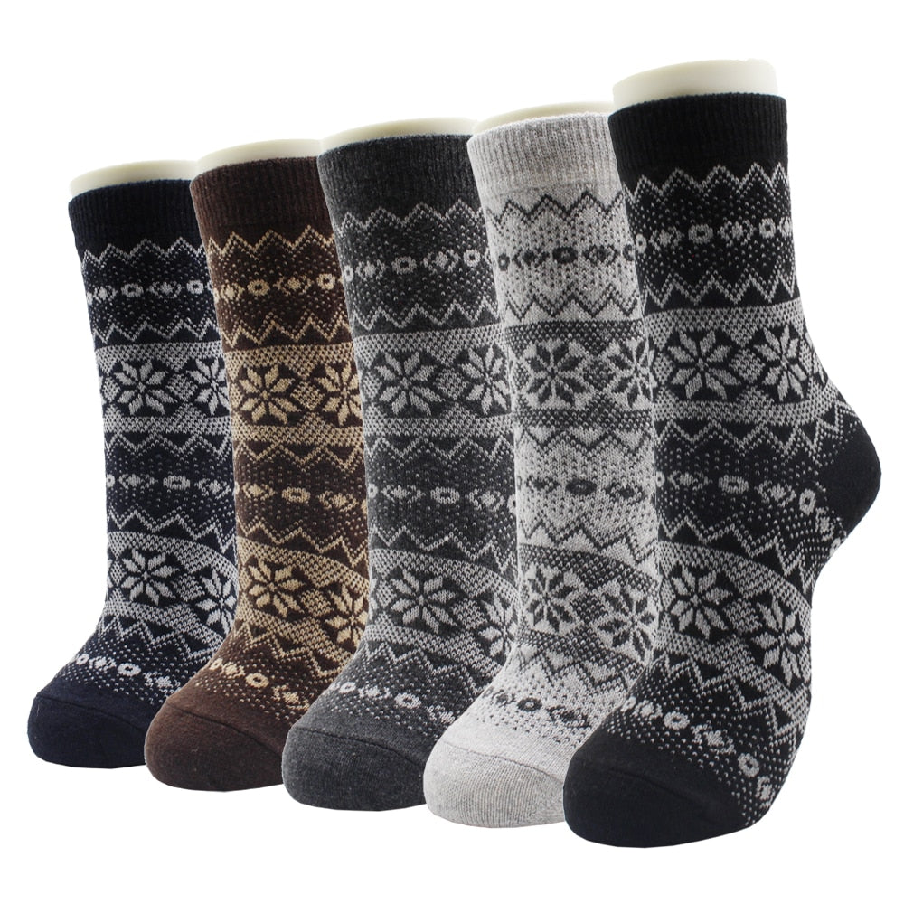 Warm Wool Socks for Men and Women. Five pair bundle.