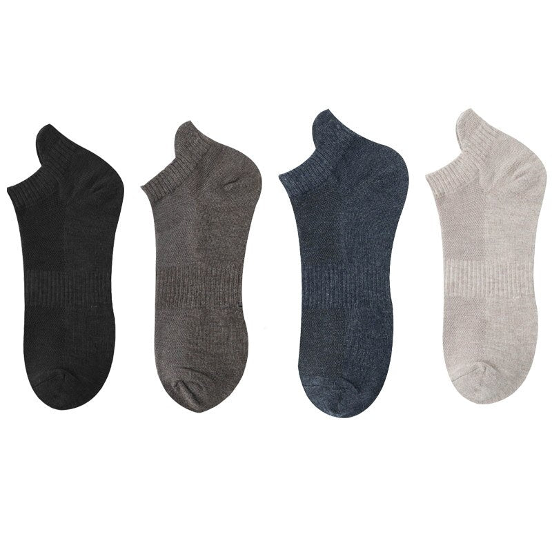 Men's Cotton/Mesh Boat Socks, Bundle of Four Pairs