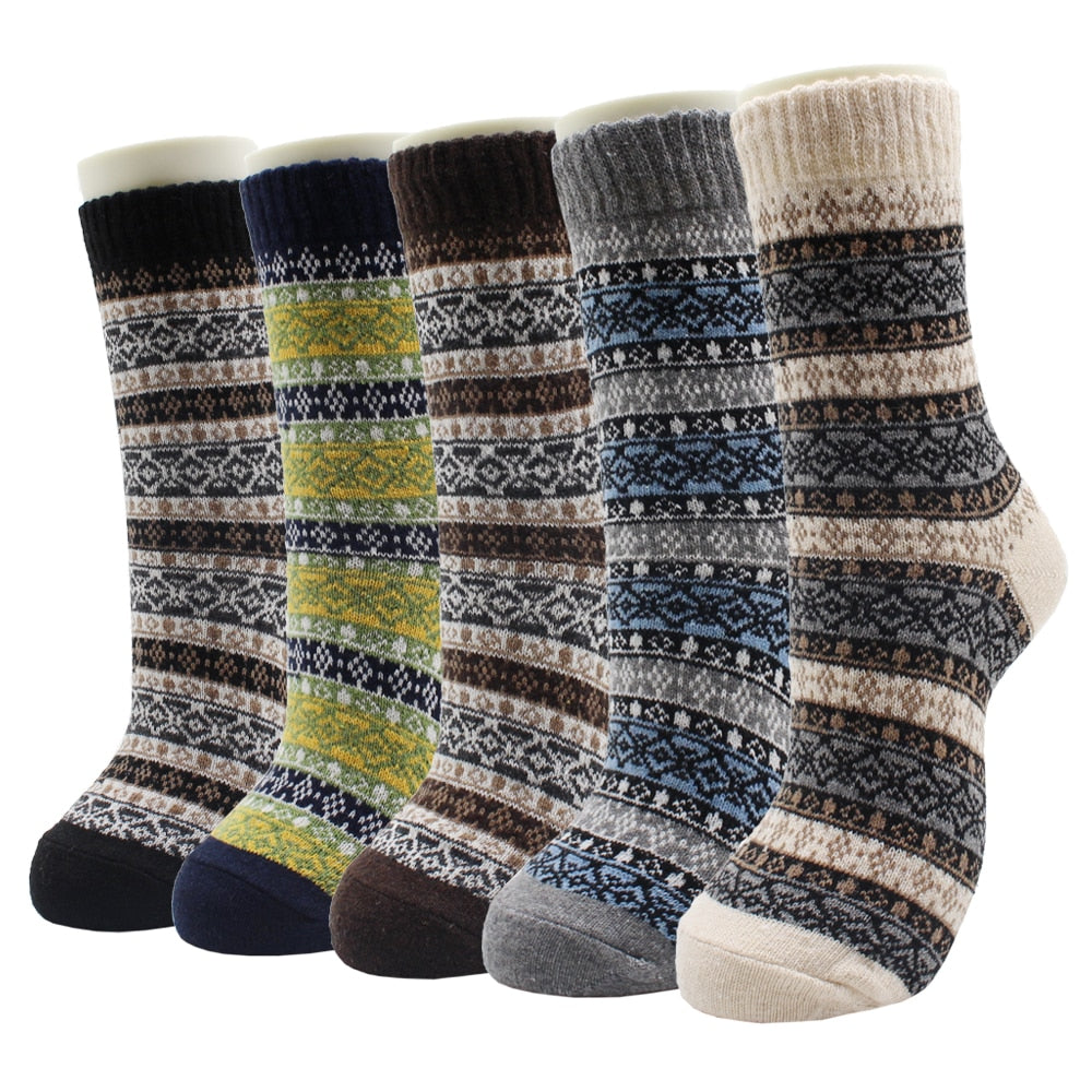 Warm Wool Socks for Men and Women. Five pair bundle.