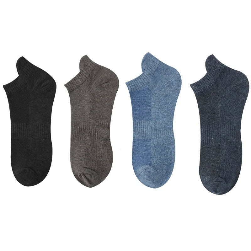 Men's Cotton/Mesh Boat Socks, Bundle of Four Pairs