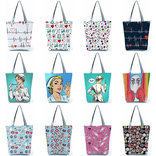 Reusable Cartoon Nurse' Tote