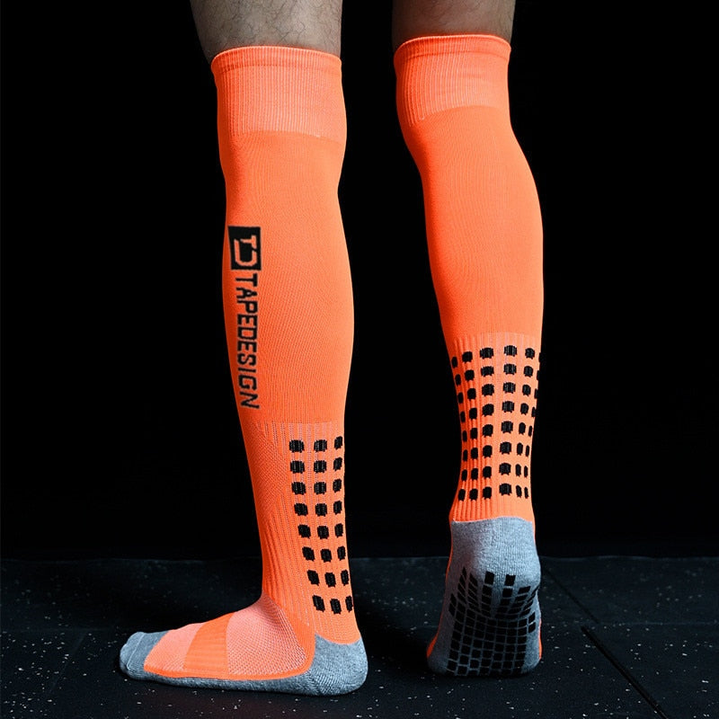 Men's Non-Slip Soccer Socks, Breathable, Knee High with Towel Bottom