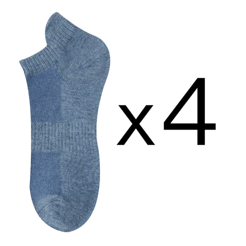 Men's Cotton/Mesh Boat Socks, Bundle of Four Pairs