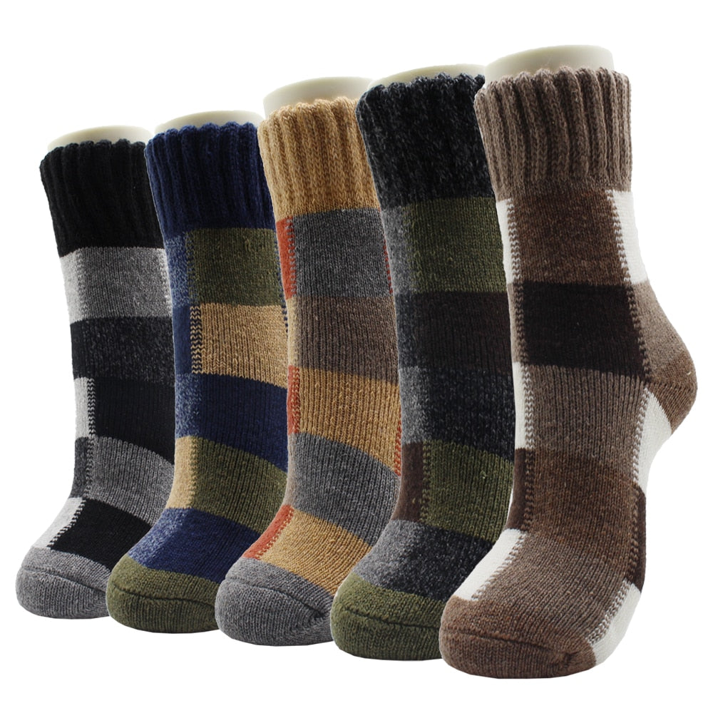 Warm Wool Socks for Men and Women. Five pair bundle.