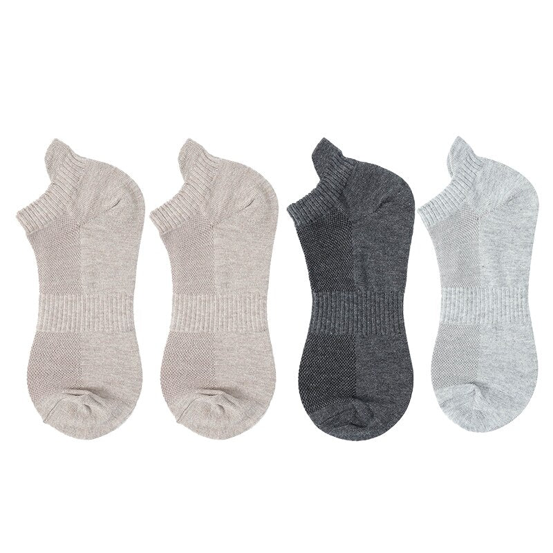 Men's Cotton/Mesh Boat Socks, Bundle of Four Pairs