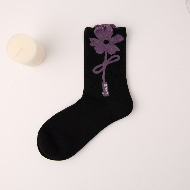 Springtime Bunny & Flower Socks for Women