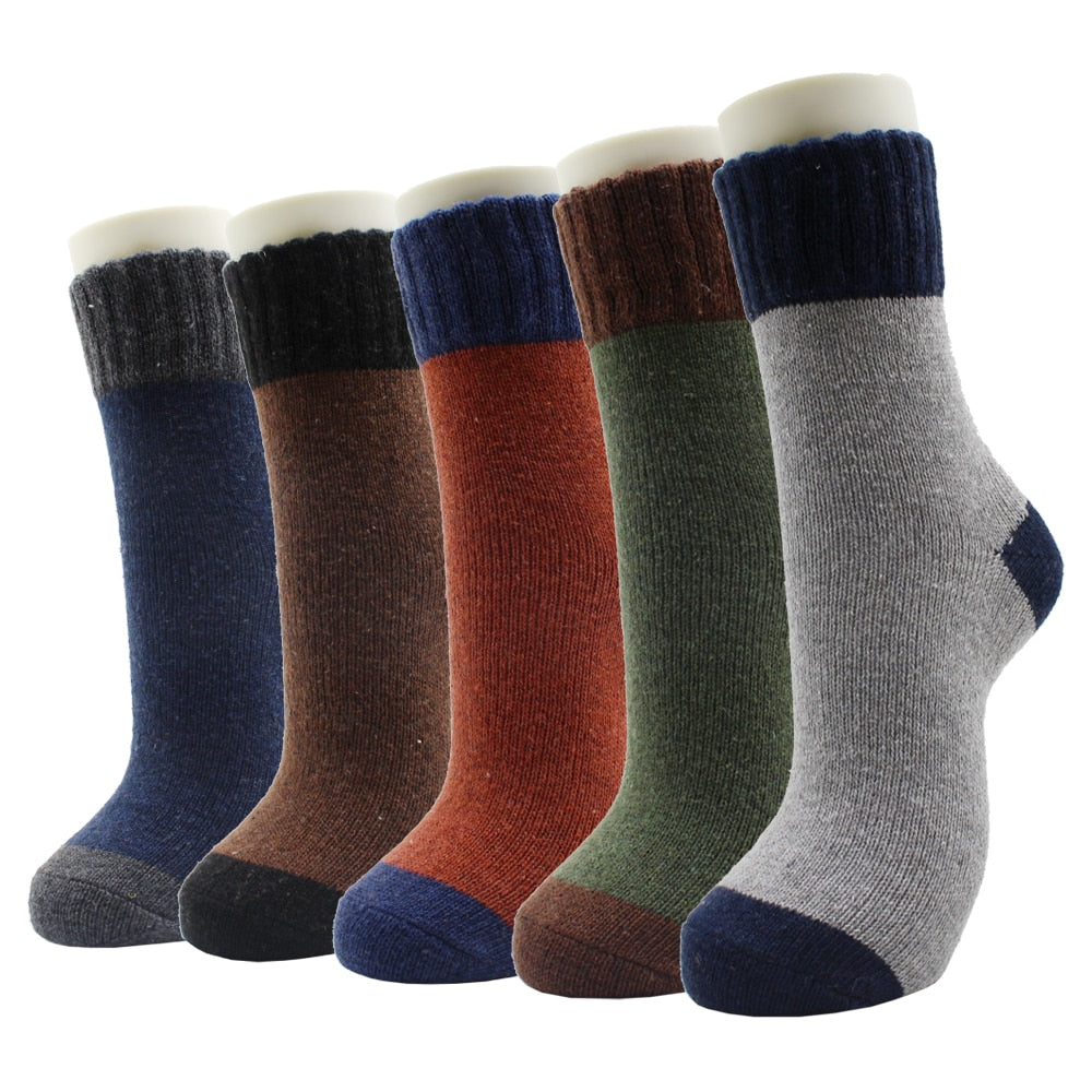 Warm Wool Socks for Men and Women. Five pair bundle.